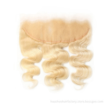huashuo 50% OFF Top Grade Virgin Brazilian Hair 613# Lace Frontal Blonde Color  Body Wave  Straight 13*4 Human Hair Frontals